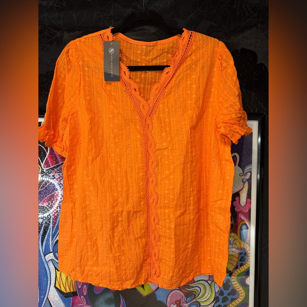 Kara and Kate Orange Textured Shirt